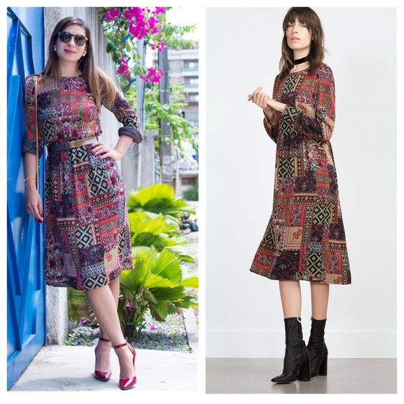 patchwork midi dress